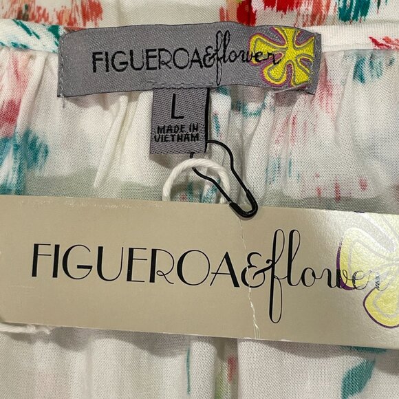 (NWT) FIGUEROA & FLOWER Short Sleeve Smocked Maxi Floral Dress, Ivory/Pink - L - Picture 11 of 16